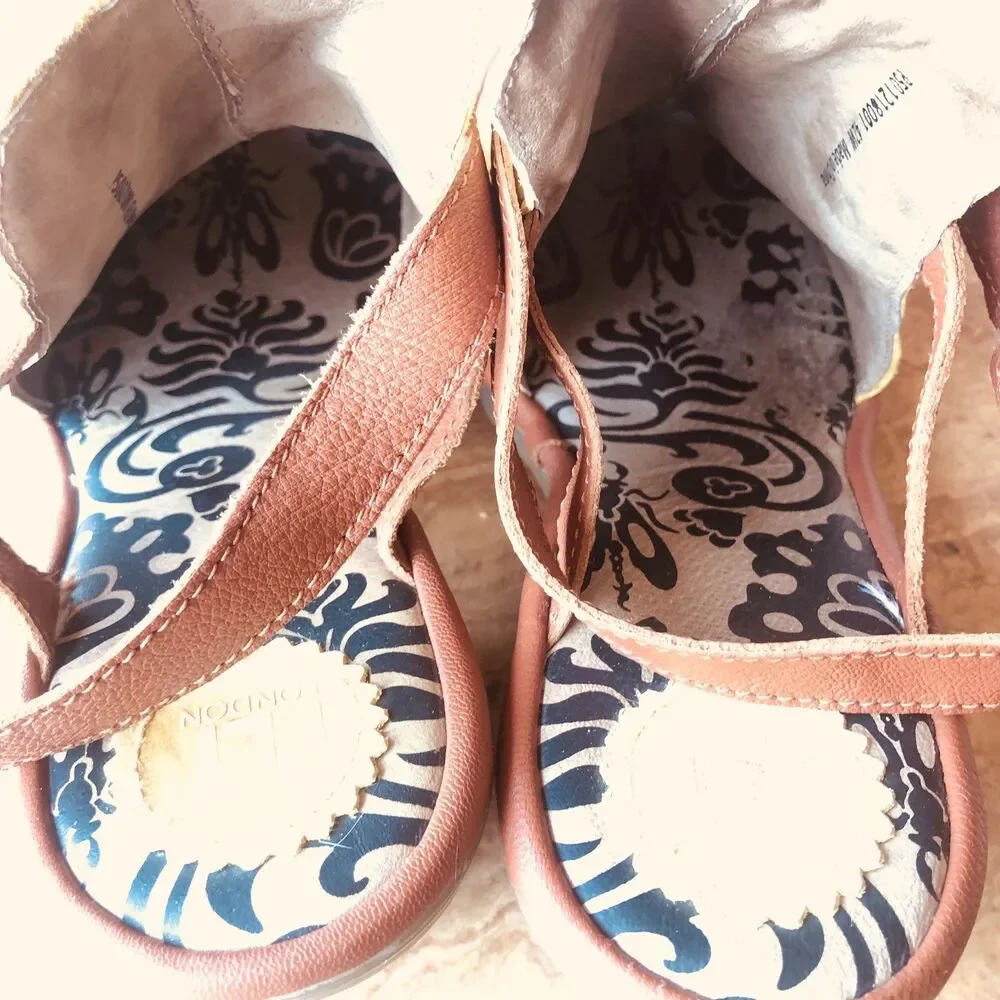 Fly London Wena Yellow Open-Toe Leather Size 11-11.5 W Heel Repair See Pic